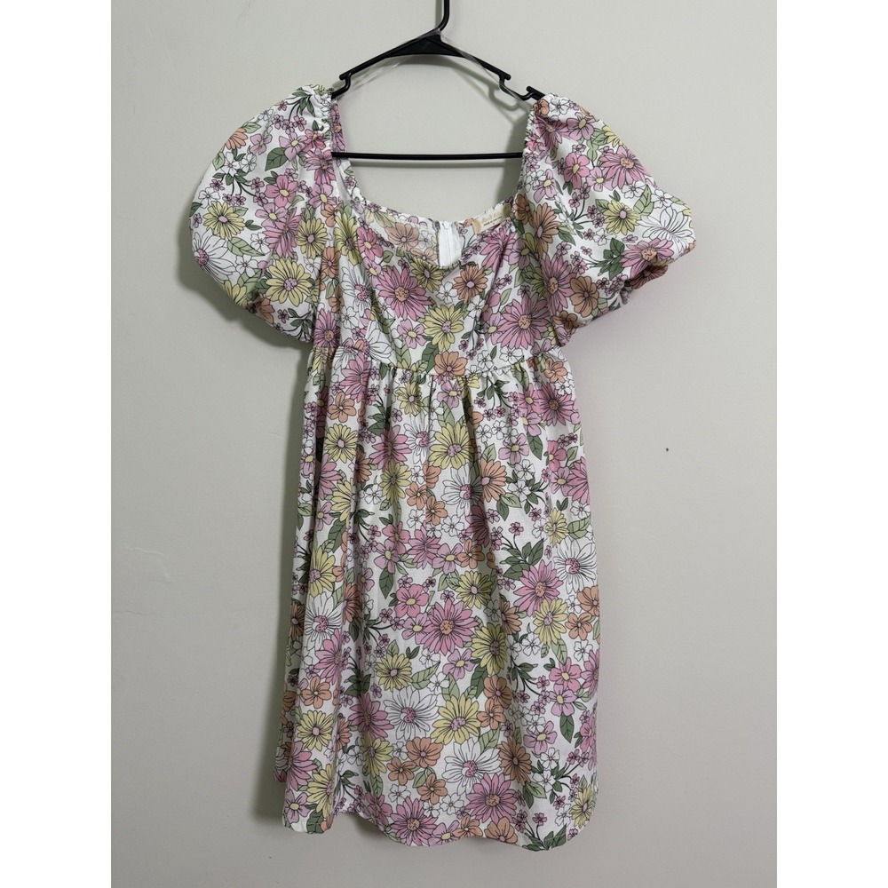 Altard State‎ Pink Floral Puff Sleeve Mini Dress Sz S Lined Cottage Peasant Cute